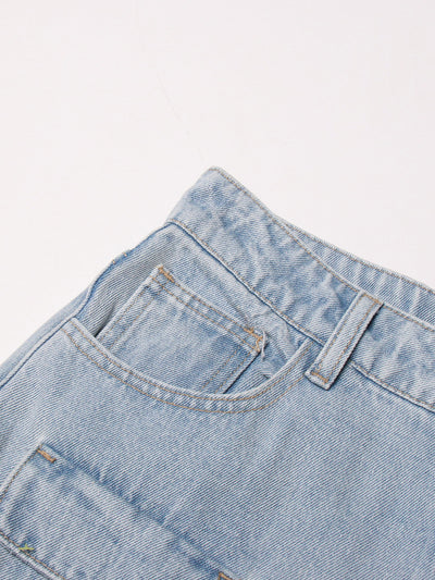 Jeans Vintage Azul Claro Talle Alto con Detalles de Trabajo para Mujer - Image 8