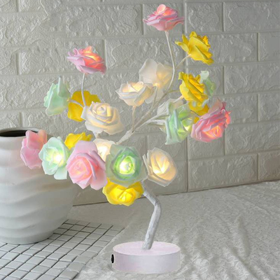 Lámpara LED Flor de Rosa con Árbol Bonsái - Luz Nocturna USB Recargable para Decoración - Image 15