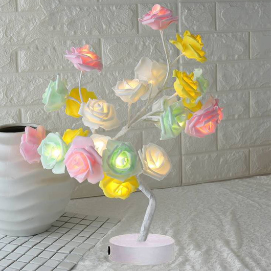 Lámpara LED Flor de Rosa con Árbol Bonsái - Luz Nocturna USB Recargable para Decoración - Image 15