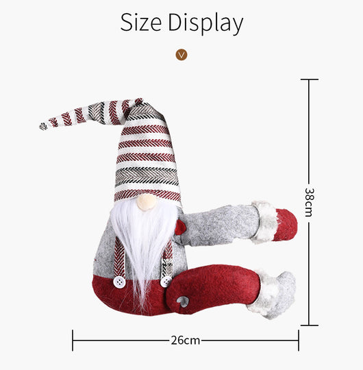 Christmas gnome curtain buckle with a red and white patterned hat, gray body, and long white beard. - Image 10