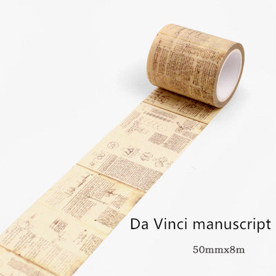 Washi tape with a black gothic-style alphabet letter pattern on a white background, showing a partial alphabet. - Image 17