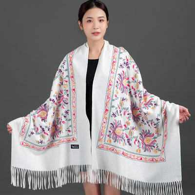 Bufanda Cashmere Tibetana Bordada Gruesa para Invierno - Image 8