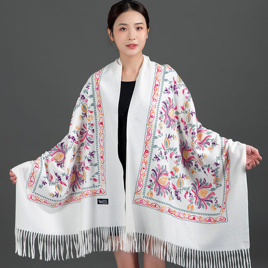 Bufanda Cashmere Tibetana Bordada Gruesa para Invierno - Image 8
