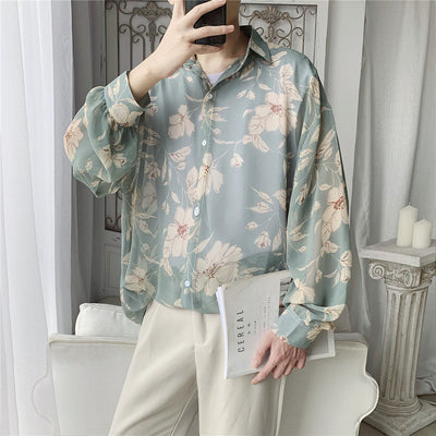 Blusa Floral Protección Solar Manga Larga Juvenil Holgada