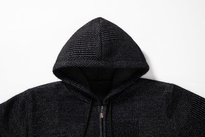 Chaqueta de Punto Slim con Capucha y Cuadros para Hombre - Image 9