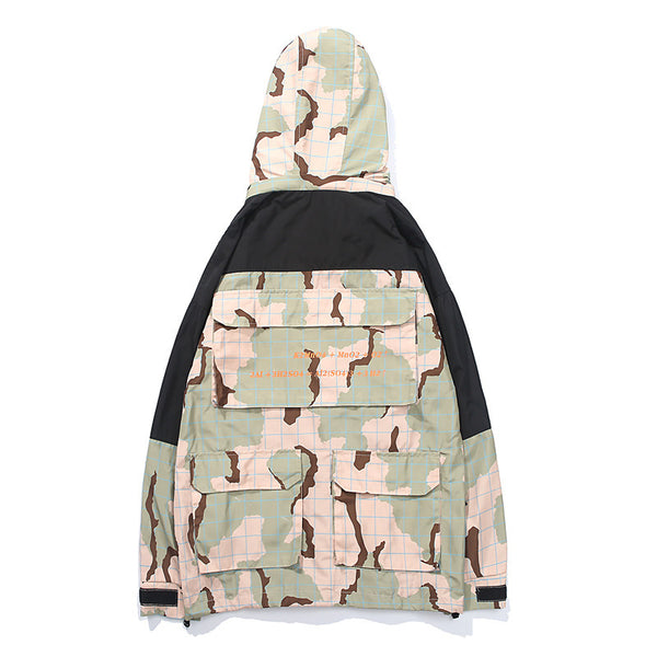 Chaqueta Casual de Patchwork Camuflado con Múltiples Bolsillos