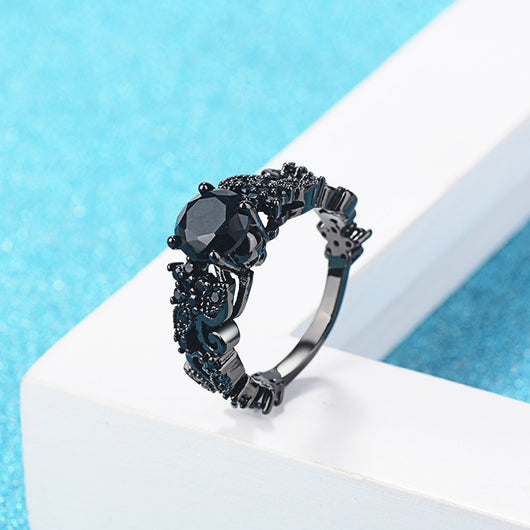 Anillo Punk Chapado en Oro Negro con Circón Negro Incrustado - Image 12