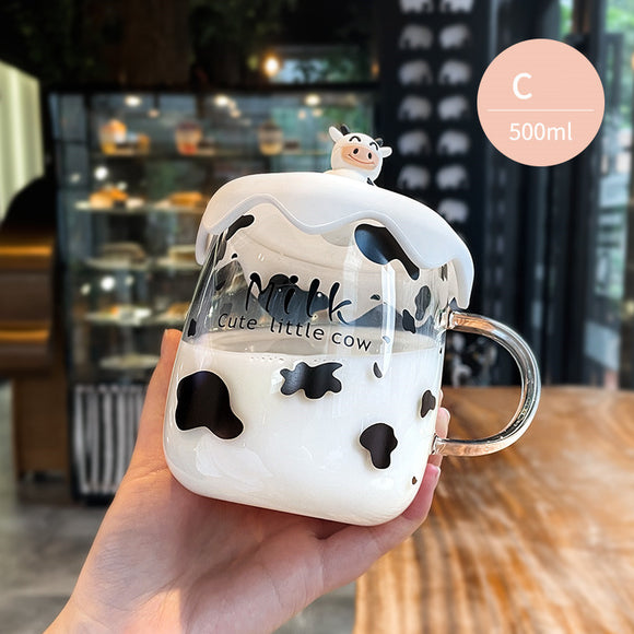 Vaso de Vidrio Grande con Tapa - Diseño Corazón para Oficina y Trabajo