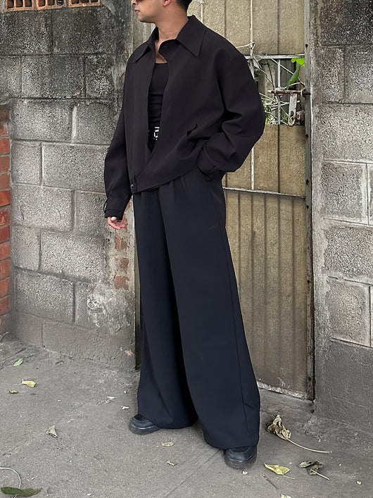 Chaqueta Negra de Botones con Cuello - Image 3
