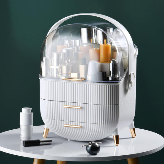 Organizador de Maquillaje y Skincare con 2 Cajones y Tapa Transparente