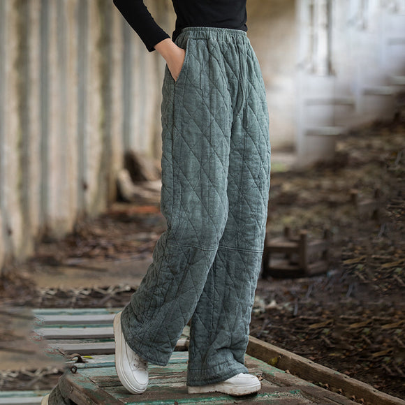 Pantalones Acolchados Teñidos a Mano en Ramio
