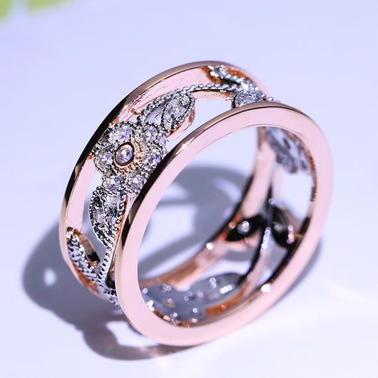 Anillo de Compromiso Flor de Diamante con Hojas de Vid - Regalo Perfecto para Bodas y Compromisos - Image 4