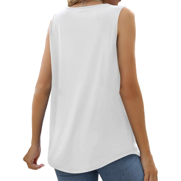 Chaleco Suelto Estampado con Cuello Halter Plisado para Mujer - Perfecto para Verano