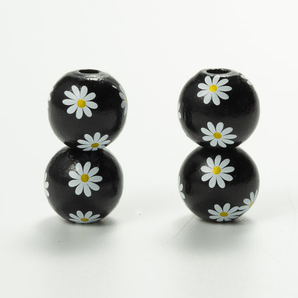 Pulsera Artesanal de Cuentas de Madera Margaritas Coloridas con Cuerda de Cáñamo