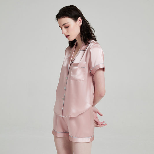 Pijama Corto de Seda para Mujer - Conjunto de Blusa y Short - Image 2