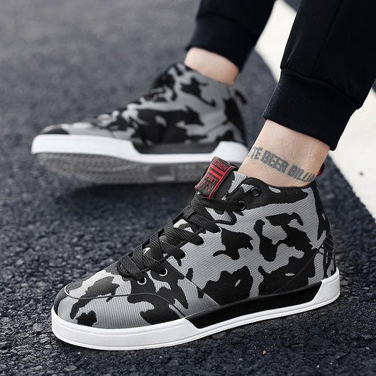 Zapatillas Altas Camuflaje Lona Estilo Coreano Talla Grande Hombre - Image 3