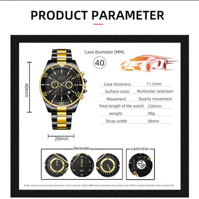 Reloj de Lujo Dorado para Hombre - Acero Inoxidable Resistente al Agua con Esfera Luminosa - Image 10