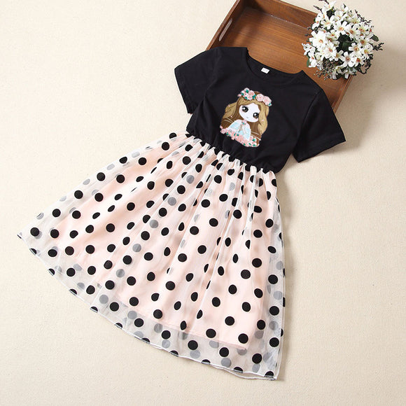 Vestido Infantil de Verano Estilo Extranjero con Manga Corta