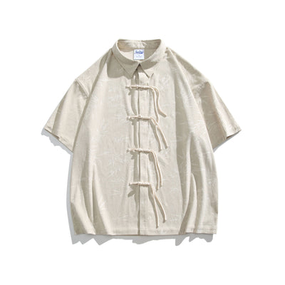 Camisa Retro Bambú Estilo Chino con Patrón Oscuro de Manga Corta para Hombre - Image 26