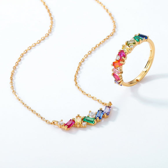 Collar de Plata 925 Arcoíris Lujo Japonés con Caramelos