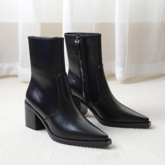 Botas Martin de Cuero Genuino con Tacón Grueso para Otoño e Invierno - Image 4