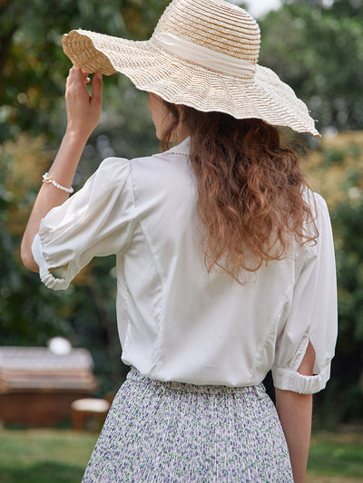 Blusa Modal Retro Francesa con Bordados para Mujer - Image 4