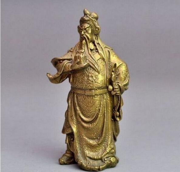 Estatua de Bronce de Guan Gong con Sello del Dios de la Riqueza