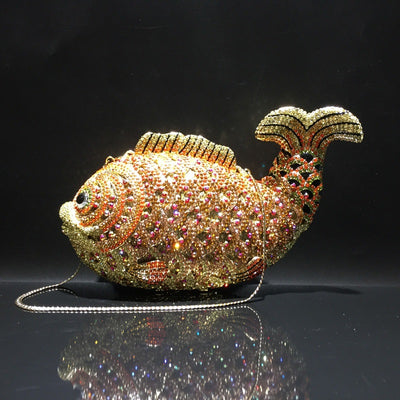Clutch Dorado con Peces de Diamantes - Diseño Artesanal Elegante para Mujer - Image 10