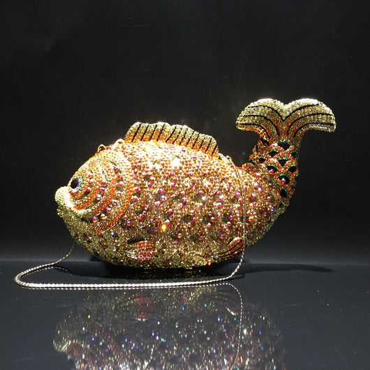 Clutch Dorado con Peces de Diamantes - Diseño Artesanal Elegante para Mujer - Image 10