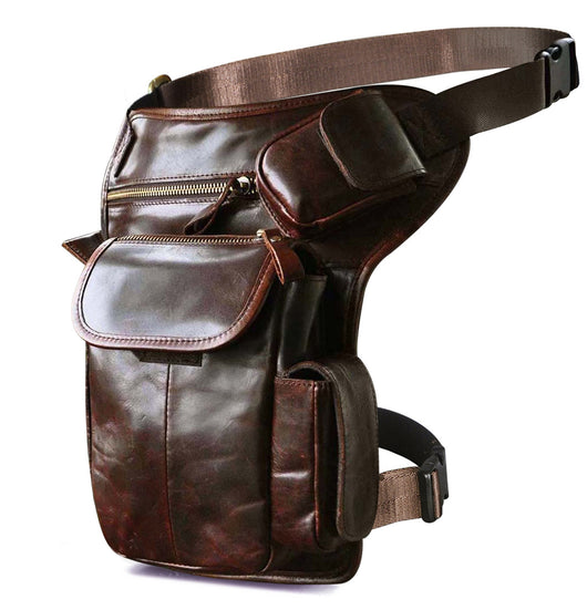 Bolsa de Cintura de Cuero Curtido al Aceite Vintage para Hombre - Estilo Outdoor - Image 6