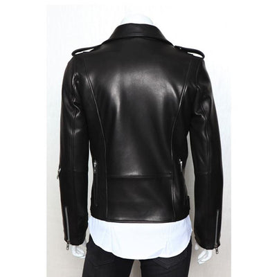 Chaqueta de Cuero Lavado con Cierres Múltiples - Image 3