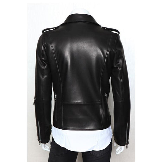 Chaqueta de Cuero Lavado con Cierres Múltiples - Image 3