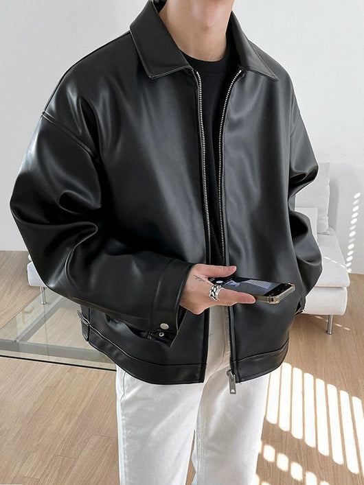 Chaqueta Beisbolera de Cuero Coreana para Hombre - Image 6