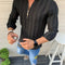 Camisa Casual de Rayas con Solapa y Cierre