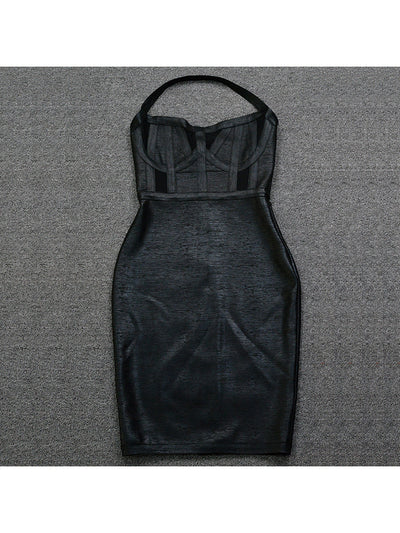 Vestido Bandage Ajustado Negro con Halter - Image 5