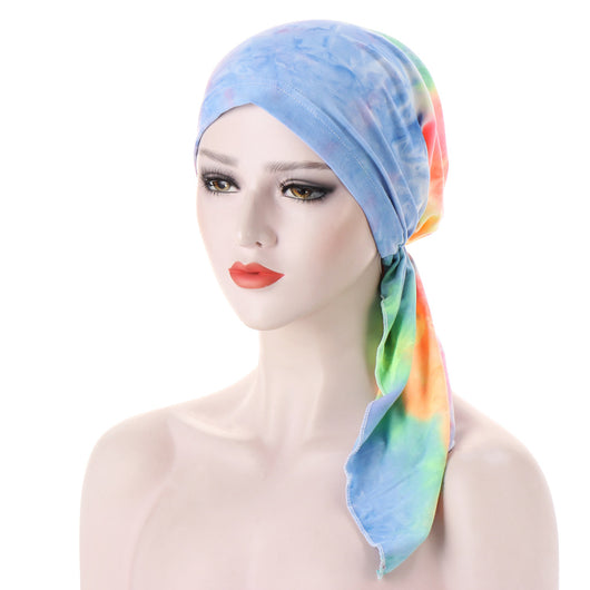 Turbante con Cola Curva y Flores - Gorro Tipo Pullover - Image 11