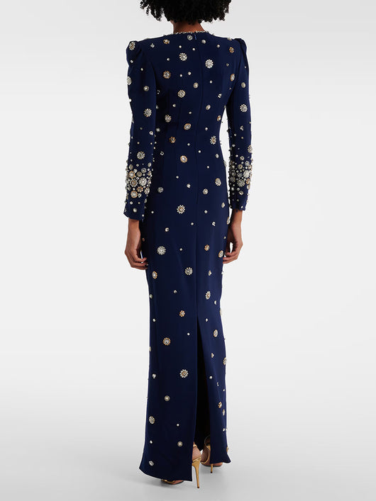 Vestido Largo Slim con Pedrería y Detalles de Alta Costura - Image 10