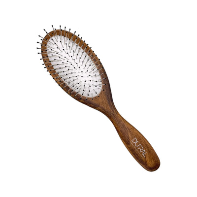 Dural Beech Wood rubber cushion hair brush with steel pins and plastic ball tips - Tekeno