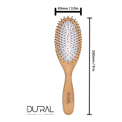 Dural Rubber Cushion Beech Wood Hair Brush, Steel Pins with Ball Tips - Tekeno