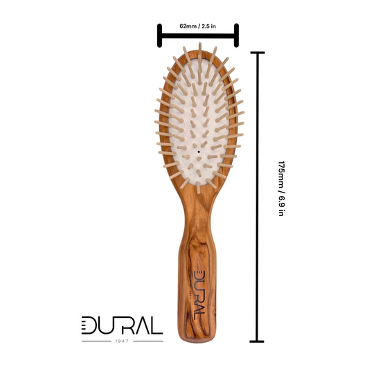 Dural Olive Wood Rubber Cushion Hair Brush with Wooden Pins - Tekeno