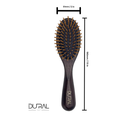 Dural ash wood, rubber cushion Hair Brush with wooden pins - Tekeno