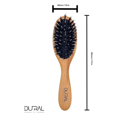 Dural Beech Wood rubber cushion hair brush with boar bristles and nylon - Tekeno