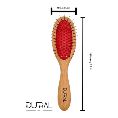 Dural Hair Brush Beech Wood Oiled Steel pins without ball tips - Tekeno