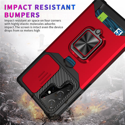 Funda Protectora con Ranura para Tarjeta y Ventana Deslizable