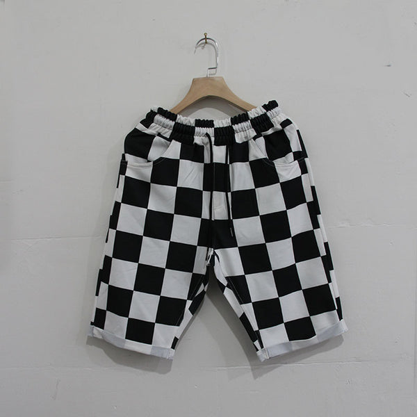Pantalones Cortos Deportivos Grid Negros y Blancos para Entrenamiento Fitness Hombre - Image 3