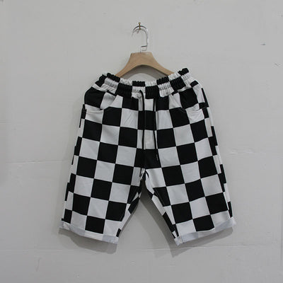 Pantalones Cortos Deportivos Grid Negros y Blancos para Entrenamiento Fitness Hombre - Image 3