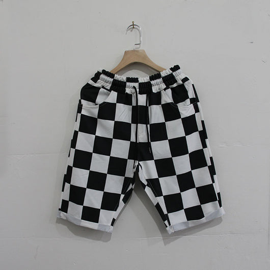 Pantalones Cortos Deportivos Grid Negros y Blancos para Entrenamiento Fitness Hombre - Image 3