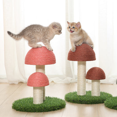 Rascador para Gatos de Lino Natural con Diseño de Hongo