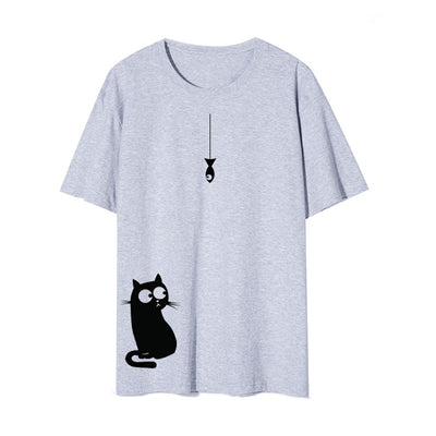 Camiseta Cuello Redondo con Gato Lateral - Diseño Europeo y Americano - Image 18