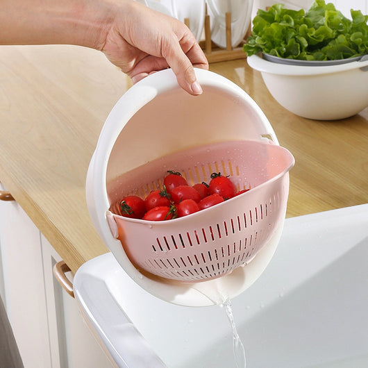 Colador Doble con Drenaje Extraíble para Frutas, Verduras y Arroz